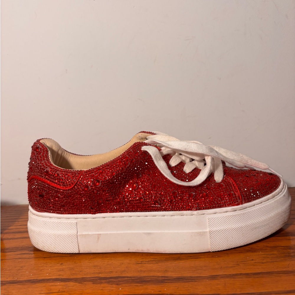 Betsey Johnson Red Glitter Sneakers